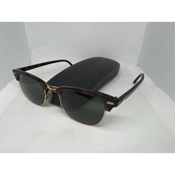 Rayban Clubmaster Tortoise RB3016 W0366 Green Lens Men Women 49-21-140 3N W/Case - Picture 1 of 6